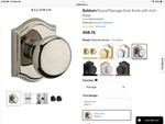 Baldwin Passage Door Knob Set. Ps. TRA.TAR.141.6L.DS. Fixed Price $35.00.
