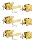 3 Pack Brushed Gold Keyed Alike Front/exterior Door Lever With Single Cylinde.... Fixed Price $141.82.