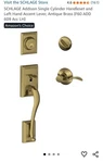 Schlage Addison Single Cylinder Handleset Left Accent Lever, Antique.... Fixed Price $109.99.