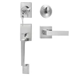 Front Door Handle & Deadbolt Set - Satin Nickel, Single Cylinder, Reversible. Fixed Price $45.95.