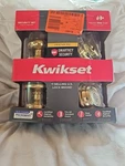 Kwikset Juno Entry Lever & Single Cylinder Deadbolt Polished Brass 99910-032. Fixed Price $35.10.