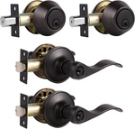 Probrico Double Cylinder Deadbolt L-shaped Lever Front Metal Door Knob Bronze. Fixed Price $21.99.