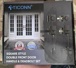 Ticonn Double Front Door Handle & Deadbolt Set. Square Style In Matte Black. Fixed Price $35.00.