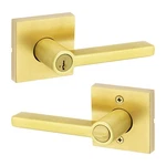 Door Handle Lock Lever Entry Satin Brass Kwikset Halifax 97403-062 Secure Keyed. Fixed Price $89.99.