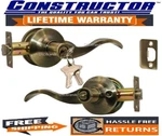 Constructor Prelude Entry Keyed Lever Handle Door Lock Set Antique Bronze Finish. Fixed Price $15.98.