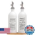Homcdaly 16OZ Olive Oil & Vinegar Dispenser Bottles Set W/bamboo Tray White. Fixed Price $47.48.