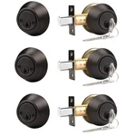 Probrico 3 Pack Oil Rubbed Bronze Double Cylinder Deadbolt Lock, Round Keyed. Fixed Price $38.60.