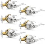 6 Pack Brushed Nickel Handles, Heavy Duty Privacy Levers For All Doors. Fixed Price $85.99.