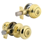 Kwikset, 992J, 740 Juno Entry Knob & 985 Deadbolt, 3, Bright Brass, Smt, Nnb. Fixed Price $68.00.