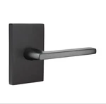 Emtek Passage Set, Modern Rectangular Rosette, Helios Lever, Flat Black, Rh. Fixed Price $89.00.