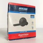 Schlage Latitude Matte Black Keyed Entry Door Handle F51A 622 New In Box. Fixed Price $27.58.