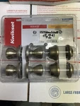 Kwikset 242 Tylo Entry Knob & Single Cylinder Deadbolt Project Pack Antique Bras. Fixed Price $48.00.