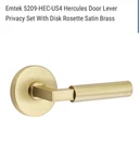 Emtek 5209-HEC-US4 Hercules Door Lever Privacy Disk Rosette Satin Brass Lh. Fixed Price $94.99.