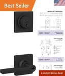 Durable Matte Black Keyed Entry Handle & Adjustable Deadbolt For Modern Homes. Fixed Price $56.24.