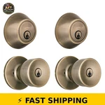 Brinks Antique Brass Doorknob And Deadbolt Combo Twin Pack. Fixed Price $98.99.