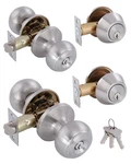 Gitrang 2 Pack All Keyed Entry Door Knob & Single Cylinder Deadbolt Set Satin Ni. Fixed Price $59.53.