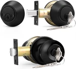 Probrico Flat Black Double Cylinder Handleset Combo Pack Keyed Alike Entry Knobs. Fixed Price $51.77.