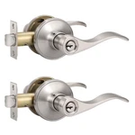 Knobonly 2 Keyed Alike Satin Nickel Entrance Door Pack,. Fixed Price $54.99.