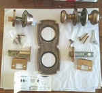 Used Exc. Condition Weiser Entrance Lock, Dead Bolt And Escutcheon Plate Set. Fixed Price $70.00.
