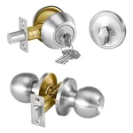 Entry Door Knob And Deadbolt Set Satin Nickel Single Cylinder. Fixed Price $19.99.