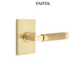 Emtek 5052US4.LSUS4.KNUS4.LH Knurled Left Handed Lever Set, Satin Brass*new*. Fixed Price $129.99.