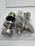 Kwikset Pismo Rose Entry Lever & Single Cylinder Deadbolt Satin Nickel 99910-069. Fixed Price $28.50.
