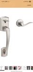 Kwikset Prescott Front Door Handle With Interior Lever Satin Nickel 98150-013. Fixed Price $54.00.