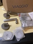 Viaggio Circolo Rosette With Contempo Lever And Matching Deadbolt Satin Nickel. Fixed Price $139.99.