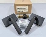 Emtek 5112US19 R-bar Straight Knurled Passage Lever Set, Left Hand Flat Black. Fixed Price $120.12.