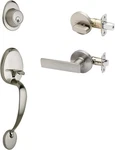 Sleek Mid Century Modern Satin Stainless Front Door Handle Lever Trim. Fixed Price $83.99.