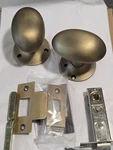 Lot Of X3 Signature Hardware Solid Brass Oval Door Knob Set (1 Has Minor Scr). Fixed Price $50.00.
