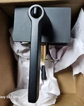 Emtek 5123HLOUS19RH Helios Modern Rectangular Rosette Door Lock, Flat Black Read. Fixed Price $90.00.