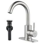 Kohonby Brushed Nickel Bathroom Sink Faucet - Single Hole, Modern Handle. Fixed Price $71.25.