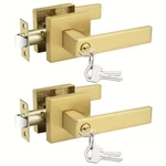 Probrico 2 Pack Gold Entry Door Handles Satin Brass Heavy Duty Interior Front. Fixed Price $65.03.