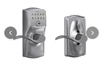 Schlage Camelot Keypad Lock With Lever Handle, Electronic Keyless Door Entry. Fixed Price $87.00.