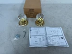 New Emtek Assa Abloy Glass Dummy Knob Oval Rosette Brass US3. Fixed Price $64.99.