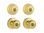 Kwikset Tylo Keyed Entry Knob Single Cylinder Deadbolt Project Pack Round Brass. Fixed Price $45.00.